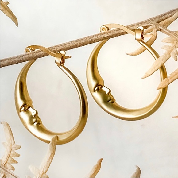 ask & embla Jewelry - Gold Moon Hoop Earrings